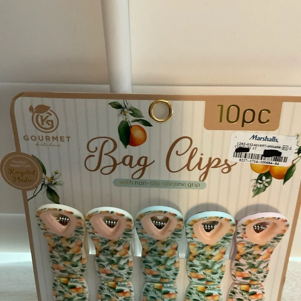 Marshalls Floral Peach Bag Clips - 10pc